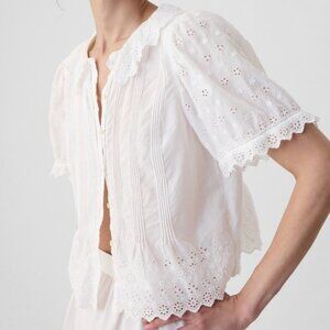 Gap x Doen Cropped Eyelet Shirt - White Large